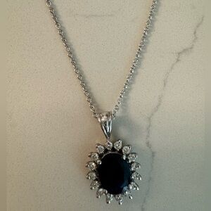 Safire and diamond Effy necklace in 14 karat white gold